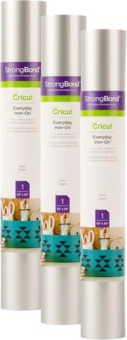 Cricut Everyday Iron On, Silver | 3-Pack of 2ft Rolls (12" x 24") - HTV Heat Transfer Vinyl for Shirts, Décor & More - Compatible with Cricut Machines & Heat Presses in Kuwait