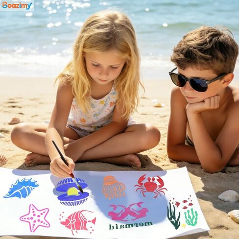 80 Pcs Reusable 3 Inch Ocean Stencils - Sea Creatures Painting Templates for DIY Crafts, Wall Decor, Rock Painting, Wood, Canvas, Home Art Projects in Saudi Arabia