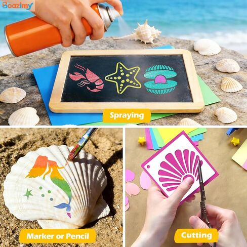 80 Pcs Reusable 3 Inch Ocean Stencils - Sea Creatures Painting Templates for DIY Crafts, Wall Decor, Rock Painting, Wood, Canvas, Home Art Projects in Saudi Arabia