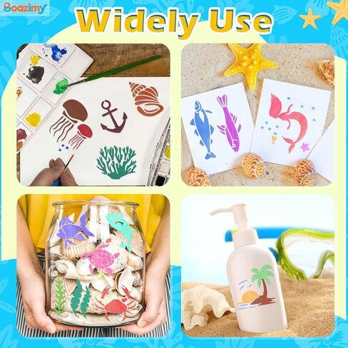 80 Pcs Reusable 3 Inch Ocean Stencils - Sea Creatures Painting Templates for DIY Crafts, Wall Decor, Rock Painting, Wood, Canvas, Home Art Projects in Saudi Arabia