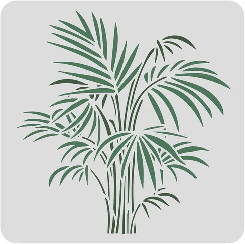BENECREAT استنسل رسم نباتات استوائية مقاس 12x12، استنسل رسم بلاستيكي قابل لإعادة الاستخدام بنمط أوراق الشجر، قوالب مربعة DIY للرسم على قماش القصاصات والأرضيات الخشبية والأثاث in Kuwait