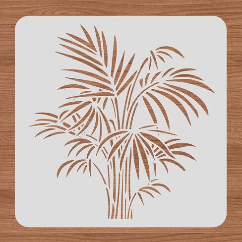 BENECREAT استنسل رسم نباتات استوائية مقاس 12x12، استنسل رسم بلاستيكي قابل لإعادة الاستخدام بنمط أوراق الشجر، قوالب مربعة DIY للرسم على قماش القصاصات والأرضيات الخشبية والأثاث in Kuwait