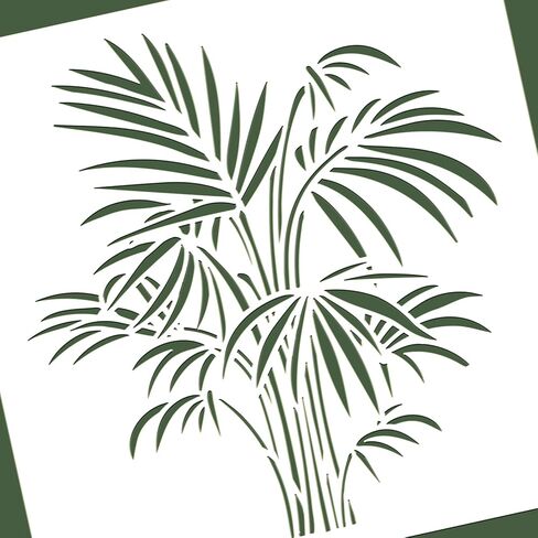 BENECREAT استنسل رسم نباتات استوائية مقاس 12x12، استنسل رسم بلاستيكي قابل لإعادة الاستخدام بنمط أوراق الشجر، قوالب مربعة DIY للرسم على قماش القصاصات والأرضيات الخشبية والأثاث in Kuwait