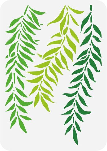 BENECREAT استنسل رسم نباتات استوائية مقاس 12x12، استنسل رسم بلاستيكي قابل لإعادة الاستخدام بنمط أوراق الشجر، قوالب مربعة DIY للرسم على قماش القصاصات والأرضيات الخشبية والأثاث in Kuwait