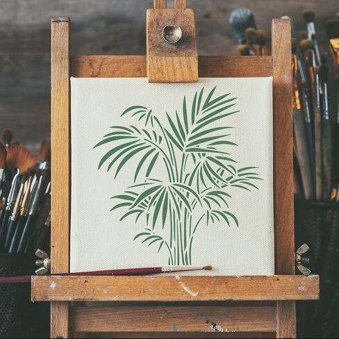 BENECREAT استنسل رسم نباتات استوائية مقاس 12x12، استنسل رسم بلاستيكي قابل لإعادة الاستخدام بنمط أوراق الشجر، قوالب مربعة DIY للرسم على قماش القصاصات والأرضيات الخشبية والأثاث in Kuwait