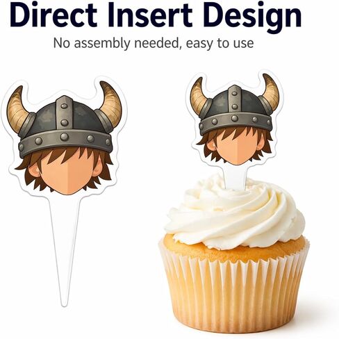20PCS Viking Cupcake Toppers – Nordic Warrior Birthday Party Cake Decorations for Kids Boys Girls, Viking Theme Dessert Picks Party Supplies (10 Designs) in Saudi Arabia