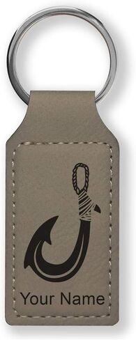 LaserGram Rectangle Keychain, Hawaiian Fish Hook, Personalized Engraving Included in Kuwait