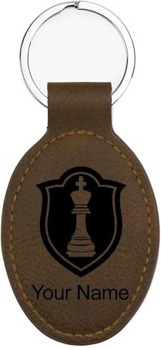 LaserGram Oval Keychain, Chess King, Personalized Engraving Included in Kuwait