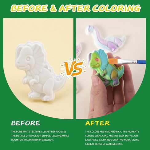 4Pcs Dinosaur Plaster Painting Kit for Kids - DIY Coloring Craft Kit with Unpainted Figurines (T-Rex/Ankylosaurus/Brachiosaurus/Velociraptor) | Kid-Safe All-in-One Art Toy for Creative Play(Animal 6) in Saudi Arabia