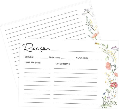 50 Pack 4x6 Recipe Cards, Double Sided Wildflower Recipe Cards for Bridal Shower, Weeding, Housewarming, Kitchen Gifts, Christmas Cardstock Index Menu Card in Saudi Arabia