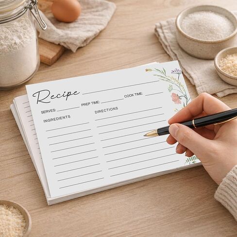 50 Pack 4x6 Recipe Cards, Double Sided Wildflower Recipe Cards for Bridal Shower, Weeding, Housewarming, Kitchen Gifts, Christmas Cardstock Index Menu Card in Saudi Arabia