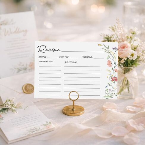 50 Pack 4x6 Recipe Cards, Double Sided Wildflower Recipe Cards for Bridal Shower, Weeding, Housewarming, Kitchen Gifts, Christmas Cardstock Index Menu Card in Saudi Arabia