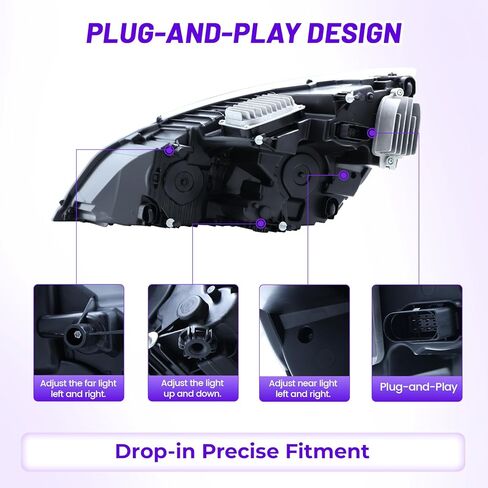 Led Headlights Compatible with 2018-2023 Cascadia Black Housing, Tailored for Elite Models, Driver and Passenger Side in Kuwait