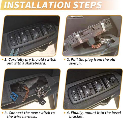X AUTOHAUX Front Right Passenger Side Power Window Switch Window Control Switch No.25828894 for Chevrolet Impala 2009-2013 Black in Kuwait