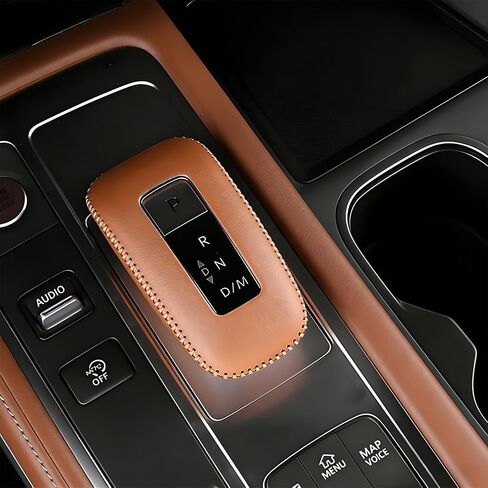 1pc Leather Car Gear Shift Knob Cover Decoration Cap Wrap Protector for Infiniti QX60 2022 Interior Accessory (Black) in Saudi Arabia