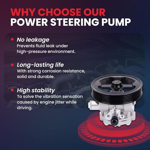 MOCA 20-2402 Power Steering Pump Fit 2011-2014 for Chrysler 200 2.4L, 2007-2010 Cirrus 2.4L, 2007-2010 Sebring 2.4L, 2008-2010 for Dodge Avenger 2.0L, 2008-2014 Avenger 2.4L, 2009-2020 Journey 2.4L in Kuwait