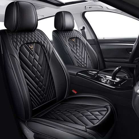 Car Seat Covers for Volkswagen Jetta 1999-2026, Premium Nappa Leather Waterproof & Anti-Slip, Full Coverage Customized fit Volkswagen Jetta Seat Covers Full Set (5 Seats Standard,Black-White) in Saudi Arabia