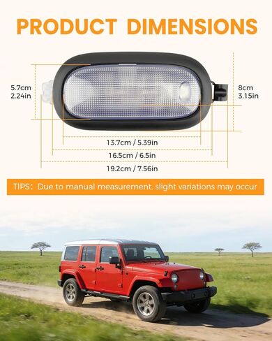 LED Dome Light w/Lens & Bulbs for Rear Overhead Roof Fit for Jeep Wrangler JK JKU 2011-2018, Interior Map Reading Light Accessories, Direct Replacement for 5KQ79DX9AC in Kuwait