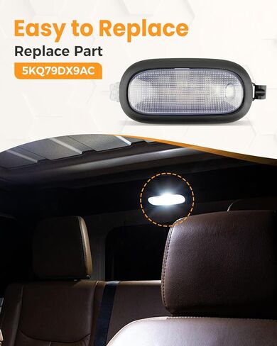 LED Dome Light w/Lens & Bulbs for Rear Overhead Roof Fit for Jeep Wrangler JK JKU 2011-2018, Interior Map Reading Light Accessories, Direct Replacement for 5KQ79DX9AC in Kuwait