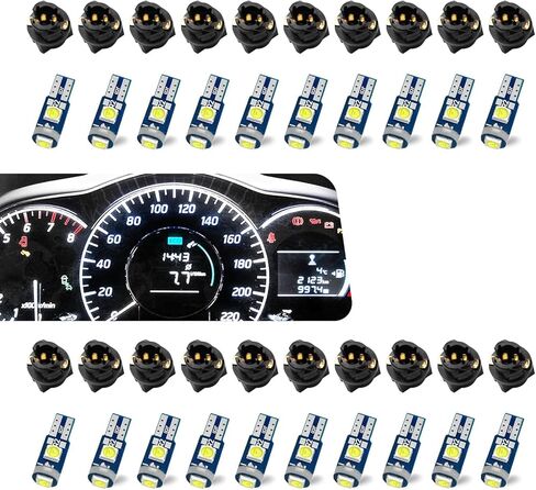 20PCS Led Bulb Dash Lights Super Bright, 12V T5 3030-3SMD Bulb with Twist Lock Socket, Carbon Fiber Board LED Instrument Cluster Bulbs Kits, Universal for Most Vehicles (White) in Saudi Arabia