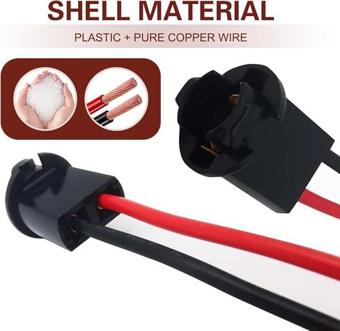 2PCS T10 Bulb Socket with Wire Pigtail, High-temperature Resistant Plastic Housing Socket with Pure Copper Wire Harness, License Plate Parking Light Pre-wired Connector (Multicolored) in Saudi Arabia
