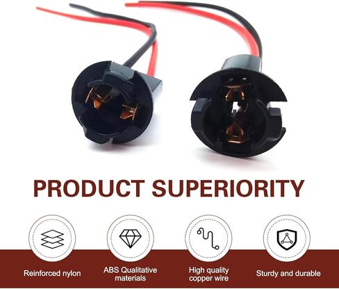2PCS T10 Bulb Socket with Wire Pigtail, High-temperature Resistant Plastic Housing Socket with Pure Copper Wire Harness, License Plate Parking Light Pre-wired Connector (Multicolored) in Saudi Arabia