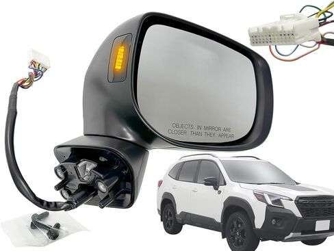 مرآة الرؤية الخلفية البديلة من APA متوافقة مع 2019-2024 FORESTER Power ساخنة مع إشارة الانعطاف وكشف النقاط العمياء طلاء لمطابقة غطاء المرآة للسائق الجانب الأيسر 91036SJ580 SU1320170 in Kuwait