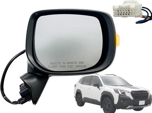 مرآة الرؤية الخلفية البديلة من APA متوافقة مع 2019-2024 FORESTER Power ساخنة مع إشارة الانعطاف وكشف النقاط العمياء طلاء لمطابقة غطاء المرآة للسائق الجانب الأيسر 91036SJ580 SU1320170 in Kuwait