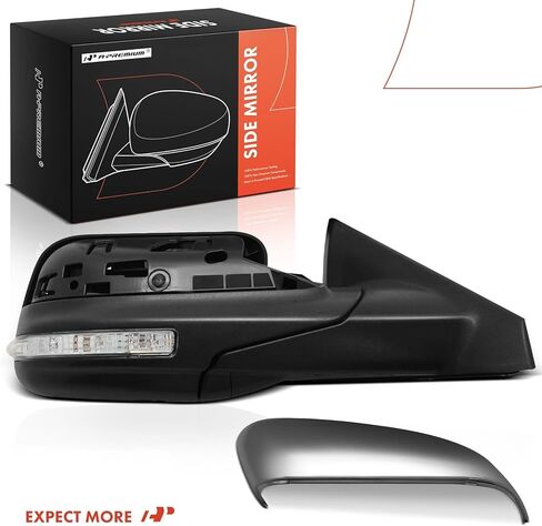 A-Premium Passenger Side Power Door Mirror - Compatible with Ford Explorer 2016-2019 - Heated Power Folding Chrome Outside Rear View Mirror w/Turn Signal Puddle Light and Blind Spot Detection in Kuwait