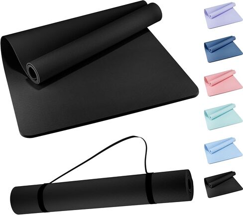 Extra Wide Yoga Mat 72"x 32" - Non Slip TPE Exercise Mat for Home Workout, 6mm High-Density Large Yoga Mat for Men & Women, Eco Friendly Pilates & Fitness Floor Mat with Carry Strap & Bag in Saudi Arabia