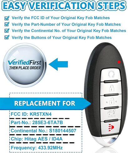 مفتاح ذكي Fob لـ Nissan Rogue 2021-2022، Alliskeys Proximity مفتاح التحكم عن بعد متوافق مع Nissan Rogue 2021-2022 KR5TXN4 285E3-6TA7B S180144507 in Kuwait