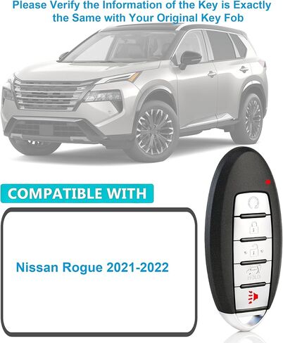مفتاح ذكي Fob لـ Nissan Rogue 2021-2022، Alliskeys Proximity مفتاح التحكم عن بعد متوافق مع Nissan Rogue 2021-2022 KR5TXN4 285E3-6TA7B S180144507 in Kuwait
