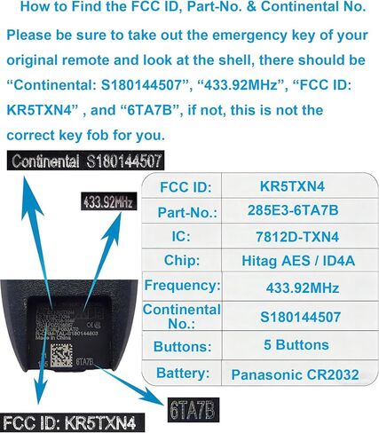 مفتاح ذكي Fob لـ Nissan Rogue 2021-2022، Alliskeys Proximity مفتاح التحكم عن بعد متوافق مع Nissan Rogue 2021-2022 KR5TXN4 285E3-6TA7B S180144507 in Kuwait