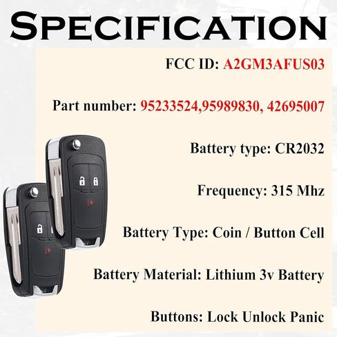 SUPALAND مفتاح فوب بديل يناسب شيفروليه سبارك 2013 2014 2015 دخول بدون مفتاح التحكم عن بعد A2GM3AFUS03 95233524 95989830 42695007 315 ​​Mhz in Kuwait