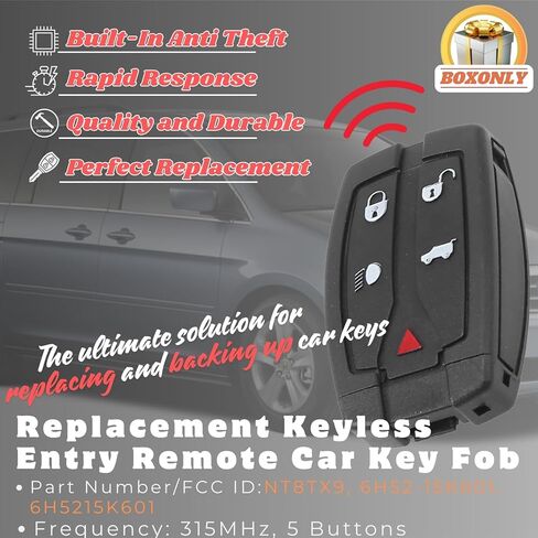 Replacement Keyless Entry Remote Car Key Fob 315MHz FCC ID NT8TX9 5-Button Smart Key Compatible with for Land Rover LR2 2008 2009 2010 2011 2012 OE Number 6H52-15K601 6H5215K601 in Kuwait