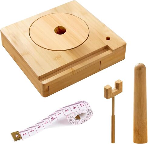 Portable Multi-Functional Wooden Yarn Spool Rotator with Phone Holder, Detachable Yarn Spool Box and Crochet Accessory Storage Box, Designed for Knitting Enthusiasts. (Original Wood Style) in Saudi Arabia