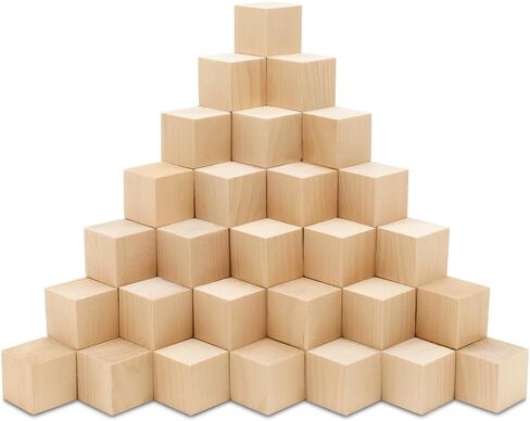 Unfinished Wood Craft Cubes 1-1/2 inch, Pack of 36 Small Wooden Blocks to Decorate, Wooden Cubes for Crafts and Dcor, by Woodpeckers in Kuwait