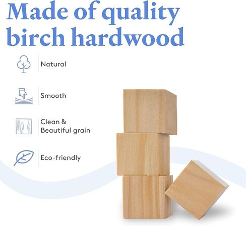 Unfinished Wood Craft Cubes 1-1/2 inch, Pack of 36 Small Wooden Blocks to Decorate, Wooden Cubes for Crafts and Dcor, by Woodpeckers in Kuwait