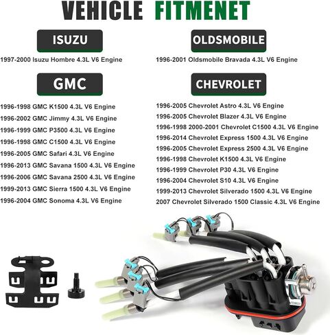 حاقن العنكبوت 4.3 vortec FJ503 مجموعة حاقن الوقود لسيارة Chevy Blazer S10 شيفروليه سيلفرادو Express GMC Safari Savana K1500 P3500 Isuzu Oldsmobile Bravada Truck 1996-2013 OE# 19210688 in Kuwait