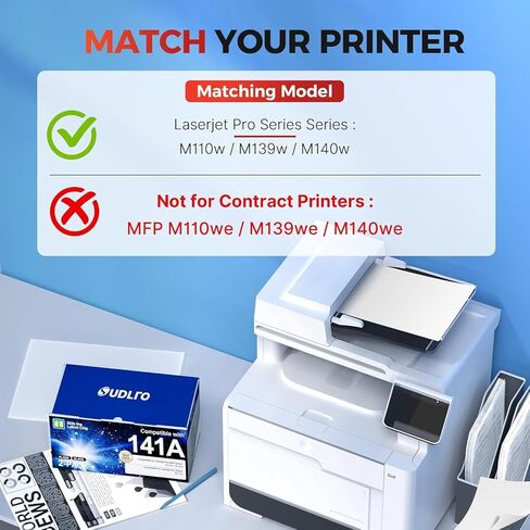 خرطوشة حبر 141A - استبدال W1410A مع شريحة لخرطوشة الحبر الأسود HP 141A W1410A 141X W1410X متوافقة مع Pro M110w، MFP M140w، M139w (2 أسود) in Kuwait