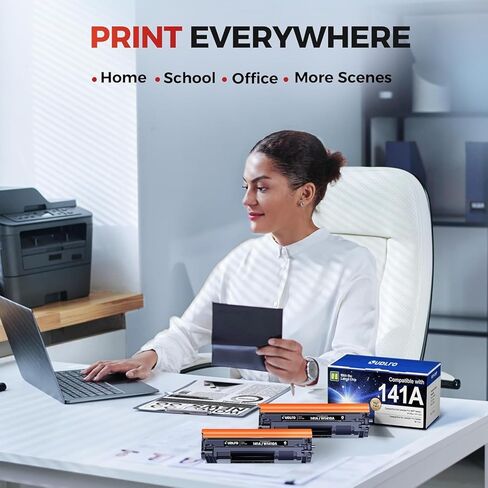 خرطوشة حبر 141A - استبدال W1410A مع شريحة لخرطوشة الحبر الأسود HP 141A W1410A 141X W1410X متوافقة مع Pro M110w، MFP M140w، M139w (2 أسود) in Kuwait
