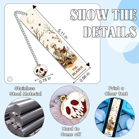 Horror Bookmark Gothic Bookmark Skeleton Tarot Metal Bookmarks Gifts for Book Lovers Books Marks for Reading Women Books Markers for Reading Halloween Bookmark Gifts for Men Teens Girls in Saudi Arabia