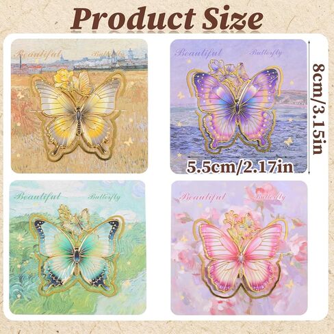 4 Pcs Butterfly Bookmark,Metal Butterfly Book Clip Vintage Oil Painting Theme Book Marks for Reading Women Writers Readers in Kuwait