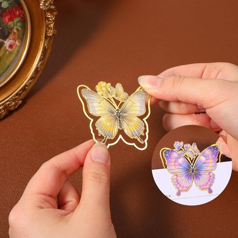 4 Pcs Butterfly Bookmark,Metal Butterfly Book Clip Vintage Oil Painting Theme Book Marks for Reading Women Writers Readers in Kuwait