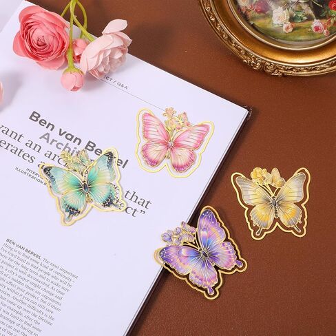4 Pcs Butterfly Bookmark,Metal Butterfly Book Clip Vintage Oil Painting Theme Book Marks for Reading Women Writers Readers in Kuwait
