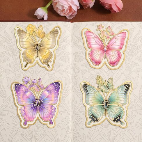 4 Pcs Butterfly Bookmark,Metal Butterfly Book Clip Vintage Oil Painting Theme Book Marks for Reading Women Writers Readers in Kuwait