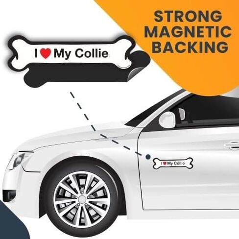 ملصق مغناطيسي Magnet Me Up I Love My Collie Dog Bone، مقاس 2 × 7 بوصة، مغناطيس سيارات عالي التحمل لسيارة شاحنة الدفع الرباعي in Kuwait