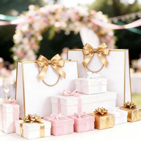 JOYIT 6 Pack Extra Large White Gift Bags - 17x5.5x12.6 Inch Gift Bags with Handles and Ribbon, XL Gifts Wrap Bags for Presents, Wedding, Birthday, Bridal Shower, Valentines Day, Baby Shower, Party in Saudi Arabia