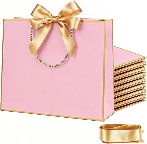 JOYIT 6 Pack Extra Large White Gift Bags - 17x5.5x12.6 Inch Gift Bags with Handles and Ribbon, XL Gifts Wrap Bags for Presents, Wedding, Birthday, Bridal Shower, Valentines Day, Baby Shower, Party in Saudi Arabia