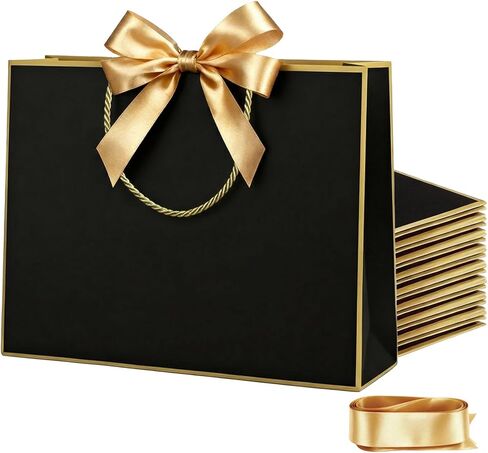 JOYIT 6 Pack Extra Large White Gift Bags - 17x5.5x12.6 Inch Gift Bags with Handles and Ribbon, XL Gifts Wrap Bags for Presents, Wedding, Birthday, Bridal Shower, Valentines Day, Baby Shower, Party in Saudi Arabia